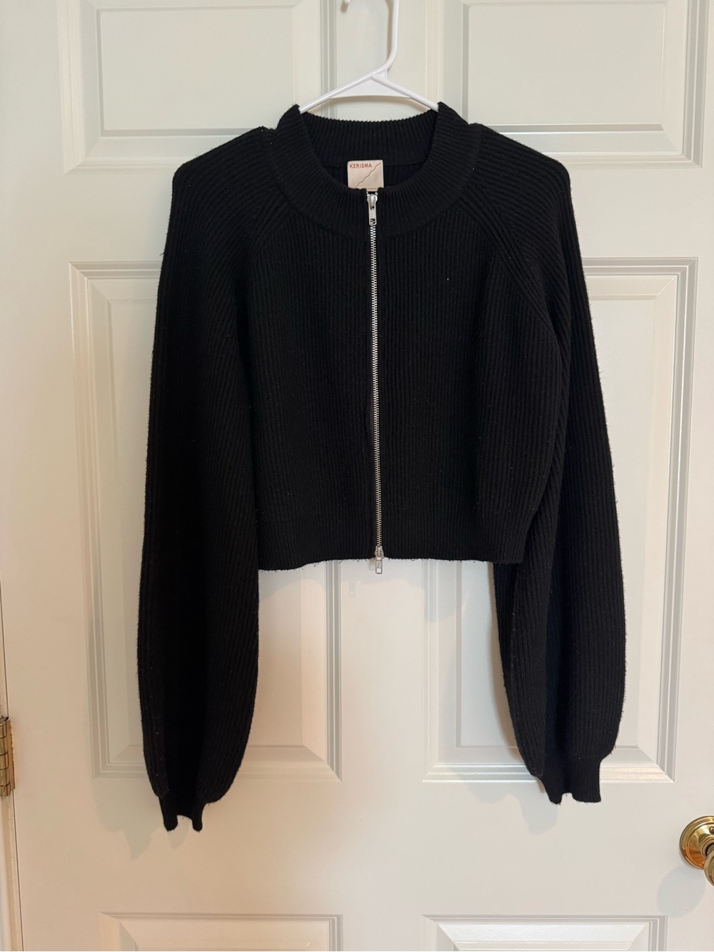 Kerisma Black Ribbed Zip-Up Cardigan